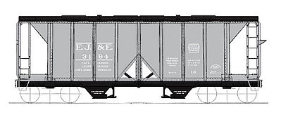 Intermountain Railway 48664 HO Scale 1958 Cubic Foot 2-Bay Covered Hopper w/Open Sides - Ready to Run -- Elgin, Joliet & Eastern (gray, black)