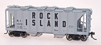 Intermountain Railway 48682 HO Scale 1969 Cubic Foot 2-Bay Covered Hopper w/Closed Sides - Ready to Run -- Rock Island (gray, black, Billboard Block Lettering)