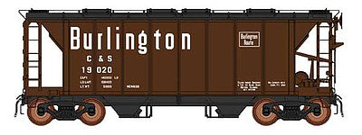 Intermountain Railway 48685 HO Scale 1958 Cubic Foot 2-Bay Covered Hopper, Closed Sides - Ready to Run -- Chicago, Burlington & Quincy C&S (Boxcar Red, white, black)