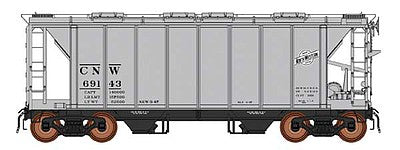 Intermountain Railway 48687 HO Scale 1959 Cubic Foot 2-Bay Covered Hopper, Closed Sides - Ready to Run -- Chicago & North Western (gray, Reporting Marks Only)