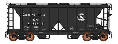 Intermountain Railway 48690 HO Scale 1962 Cubic Foot 2-Bay Covered Hopper, Closed Sides - Ready to Run -- Great Northern (black, Small Rocky Silhouette)