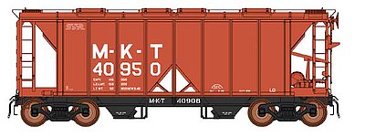 Intermountain Railway 48691 HO Scale 1963 Cubic Foot 2-Bay Covered Hopper, Closed Sides - Ready to Run -- Missouri-Kansas-City (Boxcar Red)