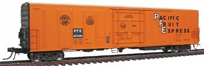 Intermountain Railway 48802 HO Scale R-70-20 Mechanical Reefer w/Hydra-Cushion Underframe & Early Roof - Ready to R -- Pacific Fruit Express (orange, black, white, black Reporting Mark Field)
