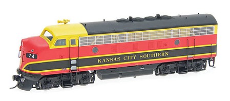 Intermountain Railway 49053S HO Scale EMD F7A w/Sound & DCC -- Kansas City Southern (Freight Scheme, red, black, yellow)