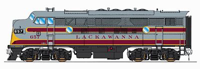 Intermountain Railway 49136 HO Scale EMD F3A - Standard DC -- Delaware, Lackawanna & Western (Freight Scheme, gray, maroon, yellow)