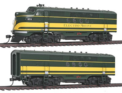 Intermountain Railway 49298S HO Scale EMD FTA-B Set w/Tsunami(R) Sound & DCC -- EMD (Demonstrator Scheme, green, yellow)