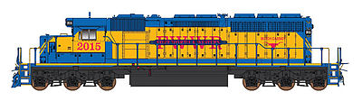 Intermountain Railway 49358 HO Scale EMD SD40-2 w/DCC -- Fort Worth & Western (yellow, blue, red)