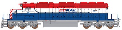 Intermountain Railway 49365 HO Scale EMD SD40-2 w/DCC -- BC Rail (Late Scheme, red, white, blue)