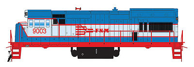 Intermountain Railway 49457 HO Scale GE U18B w/DCC -- Ferrocarriles Nacionales de Mexico (2-Tone Blue, orange)