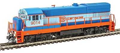 Intermountain Railway 49457S HO Scale GE U18B w/LokSound & DCC -- Ferrocarriles Nacionales de Mexico (2-Tone Blue, orange)