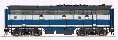 Intermountain Railway 49555 HO Scale EMD F7B - Standard DC -- Richmond, Fredericksburg & Potomac (blue, white, black)