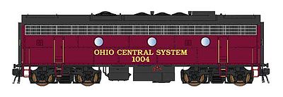 Intermountain Railway 49593 HO Scale EMD F7B w/DCC -- Ohio Central #1004 (Solid maroon, yellow, black)