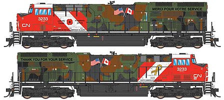 Intermountain Railway 497109 HO Scale GE ET44C4 Tier 4 - Standard DC -- Canadian National (Veterans Commemorative, camouflage, red, white)