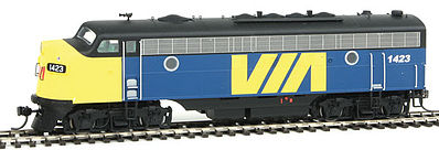 Intermountain Railway 49909 HO Scale EMD FP7 Phase I - Standard DC -- VIA Rail Canada (blue, yellow, black)