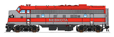 Intermountain Railway 49975 HO Scale EMD FP9 w/DCC -- Nebkota #54 (red, silver)