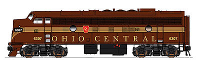 Intermountain Railway 49977 HO Scale EMD FP9 w/DCC -- Ohio Central (5-Stripe, Tuscan)