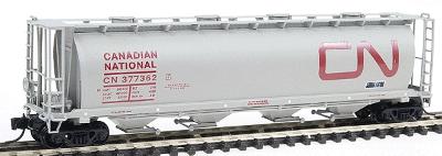 Intermountain Railway 65205 N Scale 59' 4-Bay Cylindrical Covered Hopper w/Round Hatches - Ready to Run -- Canadian National (gray, red, Large Noodle Logo)