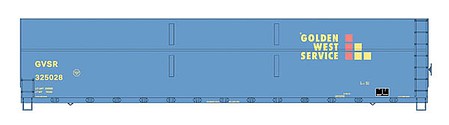 Intermountain Railway 6521002 N Scale FMC Welded-Side Wood Chip Gondola - Ready to Run - Value Line -- Golden West Service GVSR (blue, yellow, red)
