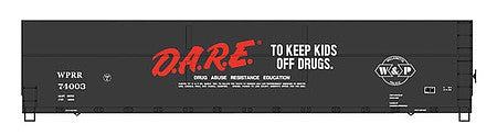 Intermountain Railway 6521006 N Scale FMC Welded-Side Wood Chip Gondola - Ready to Run - Value Line -- Willamette & Pacific #74003 (D.A.R.E. Scheme, black, red, white)