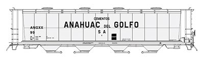 Intermountain Railway 65226 N Scale 59' 4-Bay Cylindrical Covered Hopper w/Round Hatches - Ready to Run -- Cementos Anahuac del Golfo ANGXX (gray, black)