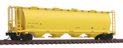 Intermountain Railway 65235 N Scale 59' 4-Bay Cylindrical Covered Hopper w/Round Hatches - Ready to Run -- Roberval & Saguenay Railway (Yellow, black)