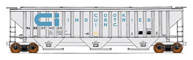 Intermountain Railway 65291 N Scale 4750 Cubic Foot 3-Bay 18 Rib Covered Hopper - Ready to Run -- Cook Industries NAHX (gray, blue)