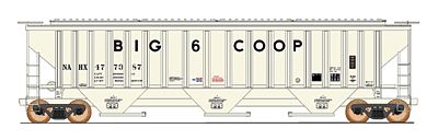 Intermountain Railway 65295 N Scale 4750 Cubic Foot 3-Bay 18 Rib Covered Hopper - Ready to Run -- Big 6 Coop (white, black)