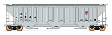 Intermountain Railway 653111 N Scale PS2CD 4750 Cubic Foot 3-Bay Covered Hopper - Ready to Run -- Union Pacific (2000s Scheme, gray, small shield)