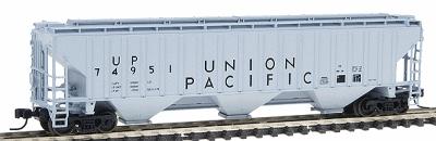 Intermountain Railway 65326 N Scale PS2CD 4750 Cubic Foot 3-Bay Covered Hopper - Ready to Run -- Union Pacific (dark gray, Billboard Lettering)