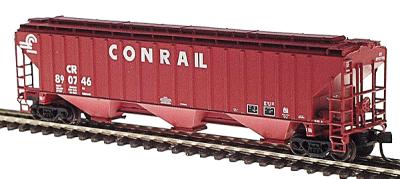 Intermountain Railway 65347 N Scale PS2CD 4750 Cubic Foot 3-Bay Covered Hopper - Ready to Run -- Conrail (gray, black)