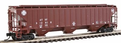 Intermountain Railway 65361 N Scale PS2CD 4750 Cubic Foot 3-Bay Covered Hopper - Ready to Run -- Atchison, Topeka & Santa Fe (Boxcar Red, Small Circle/Cross & "Q" Logos)