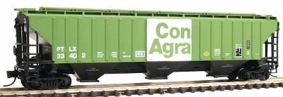 Intermountain Railway 65366 N Scale PS2CD 4750 Cubic Foot 3-Bay Covered Hopper - Ready to Run -- Con Agra (green, white, Large Logo Panel)