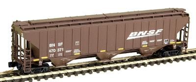 Intermountain Railway 65368 N Scale PS2CD 4750 Cubic Foot 3-Bay Covered Hopper - Ready to Run -- BNSF Railway (Boxcar Red, Wedge Logo, yellow Conspicuity Marks)