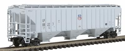 Intermountain Railway 65371 N Scale PS2CD 4750 Cubic Foot 3-Bay Covered Hopper - Ready to Run -- Union Pacific (Gray w/Black Lettering; Red, White & Blue UP Shield)