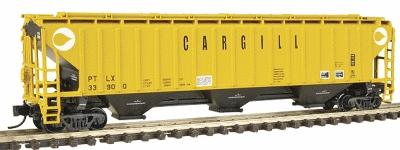 Intermountain Railway 65376 N Scale PS2CD 4750 Cubic Foot 3-Bay Covered Hopper - Ready to Run -- Cargill PTLX (yellow, black, white)