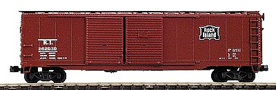 Intermountain Railway 65606 N Scale AAR 50' Standard Double-Door Boxcar - Ready to Run -- Rock Island (Mineral Red, white lettering)