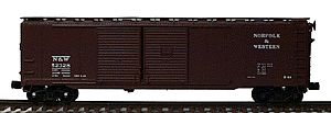 Intermountain Railway 65608 N Scale AAR 50' Standard Double-Door Boxcar - Ready to Run -- Norfolk & Western (Box Car Red, white lettering)