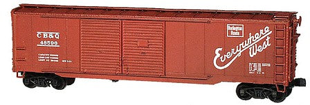 Intermountain Railway 65610 N Scale AAR 50' Standard Double-Door Boxcar - Ready to Run -- CB&Q "Everywhere West" & "Way of the Zephyrs" (Mineral Red, white letter