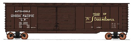 Intermountain Railway 65623 N Scale AAR 50' Standard Double-Door Boxcar - Ready to Run -- Union Pacific (Boxcar Red, Streamliners Slogan)