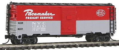Intermountain Railway 65771 N Scale Post-War 10' Inside-Height 40' Boxcar w/Youngstown Door - Ready to Run -- New York Central (1945-46 Pacemaker Scheme, red, gray)
