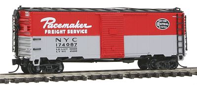 Intermountain Railway 65775 N Scale Post-War 10' Inside-Height 40' Boxcar w/Youngstown Door - Ready to Run -- New York Central (1955 Pacemaker Scheme, red, gray)