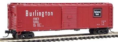 Intermountain Railway 65920 N Scale 50' AAR Single Door Boxcar - Assembled -- Burlington (Bright Red w/white lettering, black & white herald)