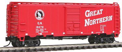 Intermountain Railway 66002 N Scale 40' 12-Panel Boxcar - Ready to Run -- Great Northern (vermillion red, black, white, Billboard Slant Lettering)