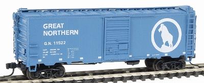 Intermountain Railway 66003 N Scale 40' 12-Panel Boxcar - Ready to Run -- Great Northern (Big Sky Blue, white, Large Rocky Logo)