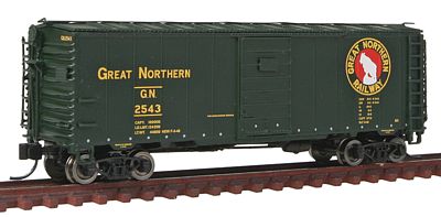 Intermountain Railway 66010 N Scale 40' 12-Panel Boxcar - Ready to Run -- Great Northern (Express scheme, Pullman Green, Rocky Logo)