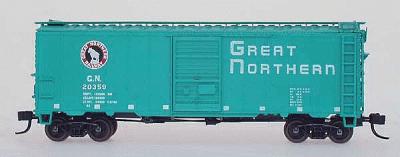 Intermountain Railway 66011 N Scale 40' 12-Panel Boxcar - Ready to Run -- Great Northern (Glacier Green, Empire Builder Font Lettering, Small Rocky Lo