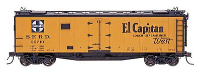 Intermountain Railway 66102 N Scale Santa Fe 40' Steel Ice Reefer - Ready to Run -- Santa Fe "El Capitan" RR-32 (Santa Fe Yellow, black roof, ends & side deta