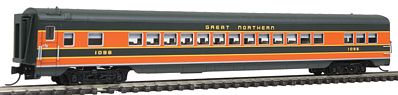 Intermountain Railway 6614 N Scale CNW-Style 56-Seat Coach w/Interior Lights - Ready to Run -- Great Northern (Pullman, Green, Omaha Orange)