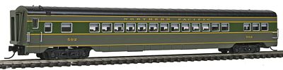 Intermountain Railway 6619 N Scale CNW-Style 56-Seat Coach w/Interior Lights - Ready to Run -- Northern Pacific (2-Tone Green, yellow)
