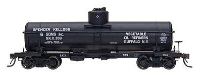 Intermountain Railway 66303 N Scale ACF Type 27 Riveted 8000-Gallon Tank Car - Ready to Run -- Spencer Kellogg & Sons, Inc. (black w/white lettering)
